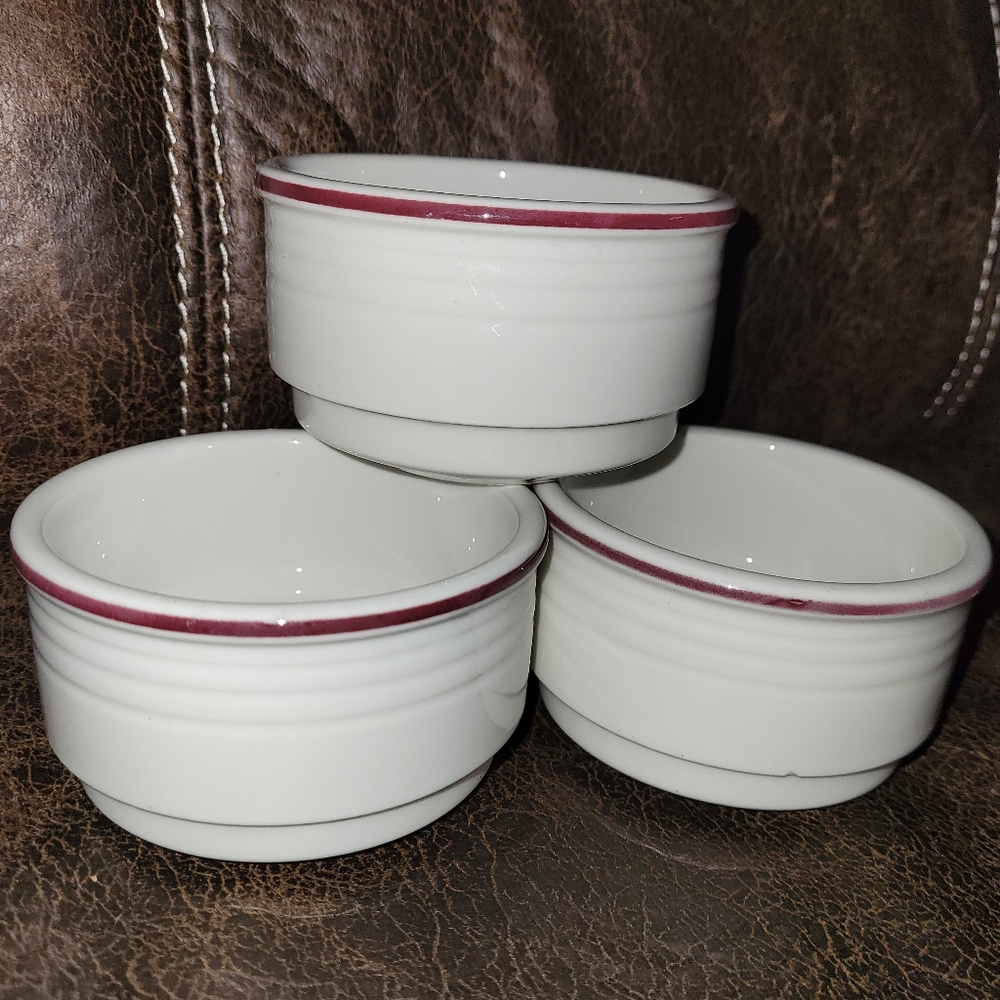 Sterling China Restaurant Wear Red Band Bowls Condiments Single Serve Side Dish